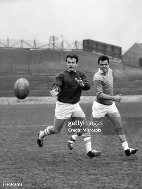 French Rugby League players train at Swinton ground ahead of their international match against Great Britain at St. Helens. Team captain Jacques...