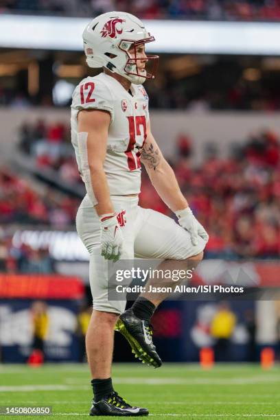 Robert Ferrel of Washington State gets in position to receive a punt from Fresno State during the LA Bowl game between Washington State Cougars and...