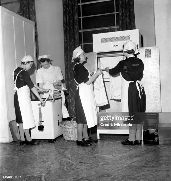 Blind girls taught cookery Henshaw's School for the Blind, at Stretford, Lancs. December 1953.