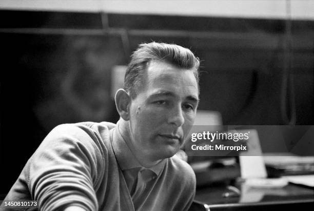 Derby manager Brian Clough ponders the league cup draw the morning after his team's success against Crystal Palace. 30th October 1969.