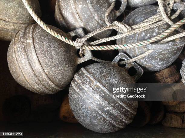 vintage lead sinkers stored in a fishing shed - sinker stock pictures, royalty-free photos & images
