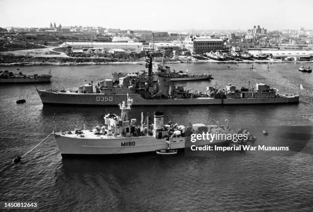 Allied Ship : the British minesweeper HMS Shavington, Turkish destroyer TCG Kilic Ali Pasa and Italian Frigate RN Driade, after the first phase of...