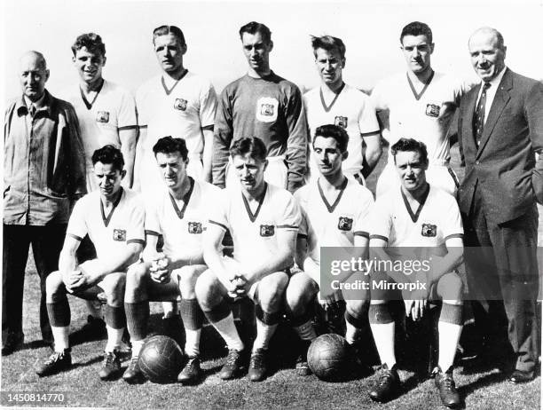 The Manchester United team that were involved in the tragic Munich air crash in February 1958. They are L/R back row: Tom Curry, Duncan Edwards, Mark...