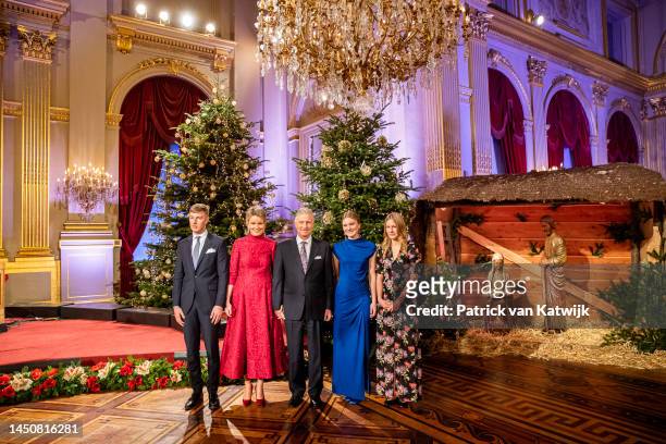 Prince Emmanuel of Belgium, Queen Mathilde of Belgium, King Philippe of Belgium, Princess Elisabeth of Belgium and Princess Eleonore of Belgium...