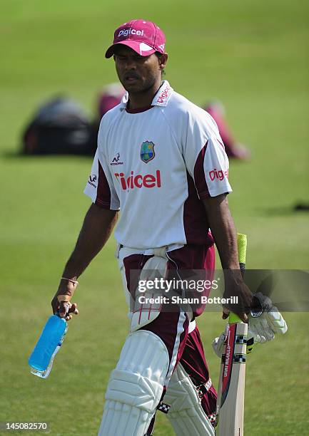 Shivnarine Chanderpaul during West Indies Net Session at Trent Bridge on May 23, 2012 in Nottingham, England.