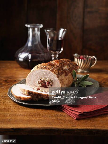 turkey and chicken ballotine stuffing - kalkon vitt kött bildbanksfoton och bilder