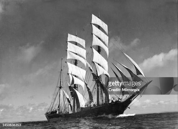 The windjammer Penang seen here sailing in the English Channel. Circa 1935.
