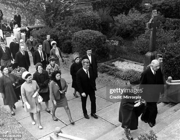 Madame and General Charles De Gaulle arriving at Sneem Parish Church for Mass on Sunday morning. .