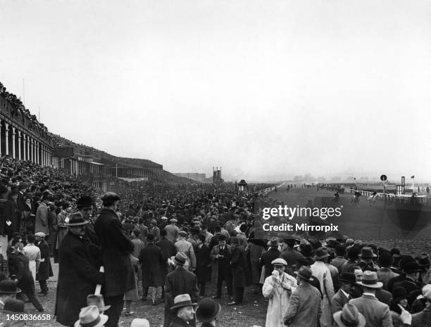 Racegoers at the Grand National race meeting at Aintree near Liverpool, March 1930.