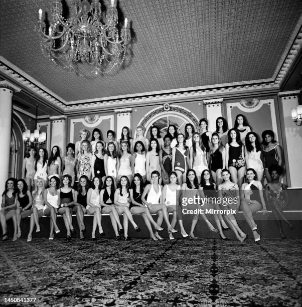 Miss World 1969. Back row Kjersti Jortun , Feliza Teresa Miro , Sylvia Labonte , Linda Meryl Collett , Ing-Marie Ahlin , Zohra Tabania , Sermin...