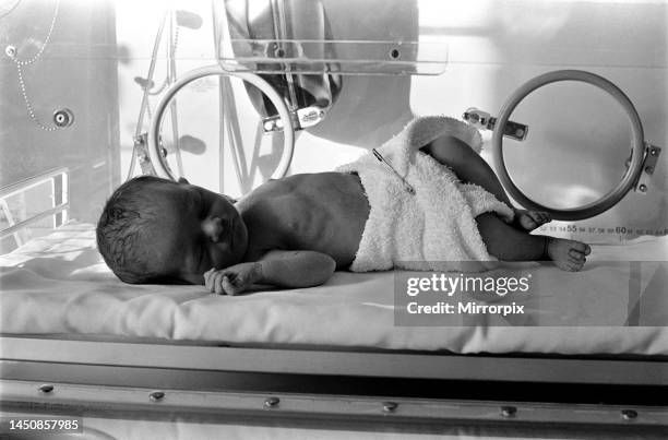 Baby seen here at the premature baby unit at the Caerphilly & District Miners Hospital in Cardiff. 20th November 1969.