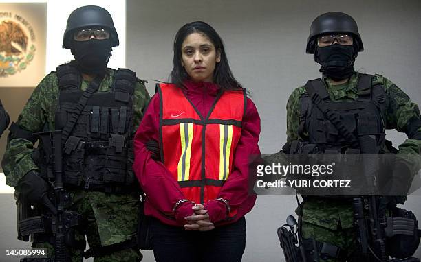 Mexican Army soldiers custody Irasema Lopez Garza, partner of Carlos Oliva Castillo, aka "La Rana", alleged leader of the Zetas in the states of...