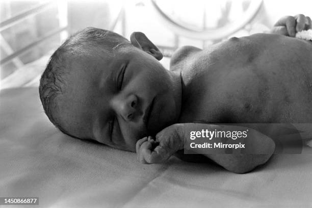 Baby seen here at the premature baby unit at the Caerphilly & District Miners Hospital in Cardiff. 20th November 1969.