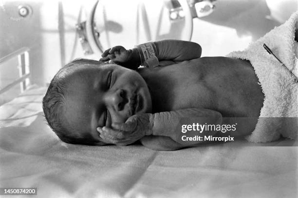 Baby seen here at the premature baby unit at the Caerphilly & District Miners Hospital in Cardiff. 20th November 1969.