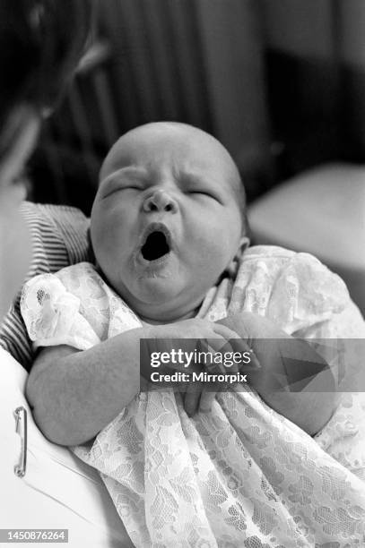 Baby girl yawns in the children's hospital in Myrtle street, Liverpool. November 1969.