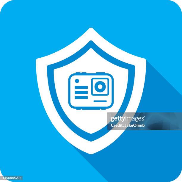 shield portable camera icon silhouette - action camera stock illustrations