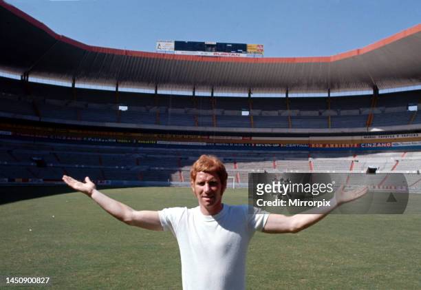 England footballer Alan Ball poses at the Jalisco Stadium in Guadalajara where England will play group matches during the 1970 World Cup tournament...