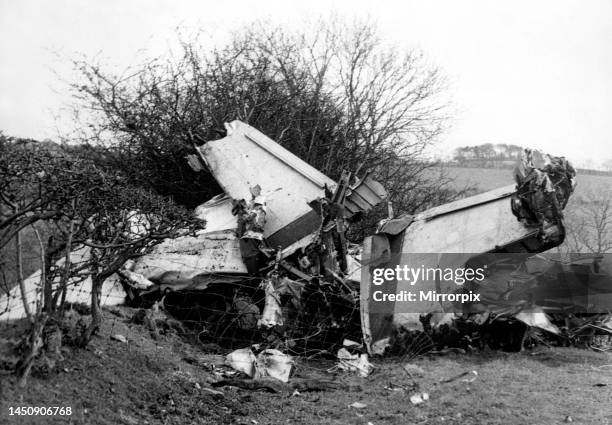 The tail section of a crashed aircraft . 18th April 1963.