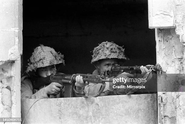 Troops of the 1/6 Gurkha Rifles on a British Army training exercise on Salisbury Plain. August 1962.