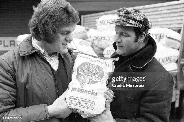 Fran Cotton, England's newly appointed Captain seen he helping his Coventry team mate Keith Fairbrother at his business in Coventry's Wholesale Fruit...