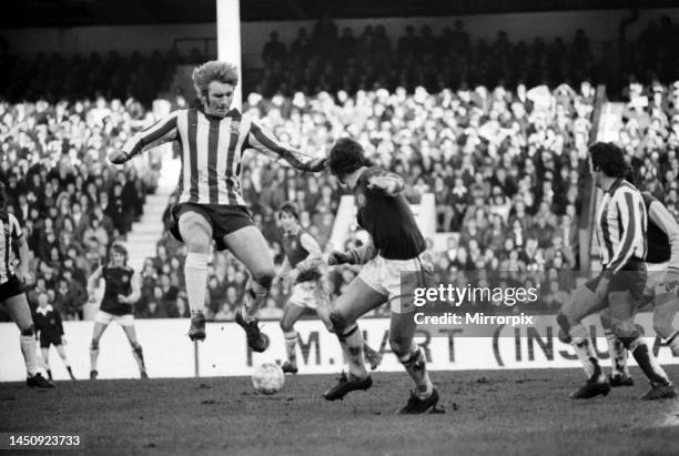 Action from Coventry City v Arsenal FA Cup 4th round 1975. The final score was a one all draw following a terrible mix-up in Coventry's defence which...