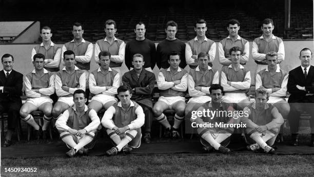 Arsenal 1961-62. Top row Magill, Mel Charles, Brown, Jack Kelsey, McClelland, Skirton, Young, Terry Neill. Middle row George Swindin D. R. Clapton,...