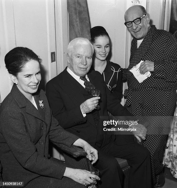 Charlie Chaplin with Bud Flanagan of the Crazy Gang and their wives.