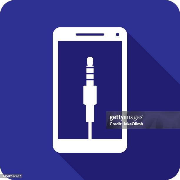 headphone jack smartphone icon silhouette - rca stock illustrations