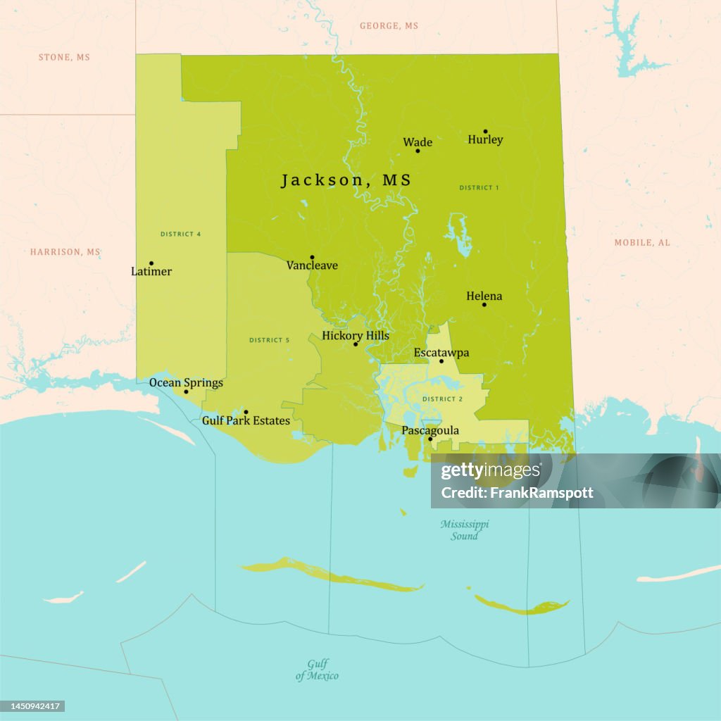 MS Jackson County Vector Map Green