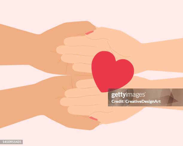 hands holding red heart. organ donation, world heart day, love and hope concept - consoling 幅插畫檔、美工圖案、卡通及圖標