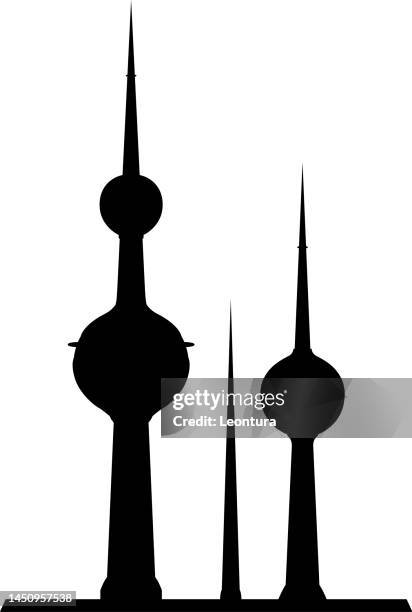 illustrazioni stock, clip art, cartoni animati e icone di tendenza di kuwait towers, kuwait city - al kuwait