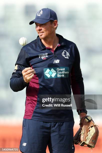 Ashley Noffke, coach of the Queensland looks on during the WNCL match between Western Australia and Queensland at WACA, on December 21 in Perth,...