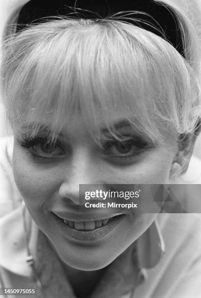 Close up portrait of actress Britt Ekland , circa 1966.