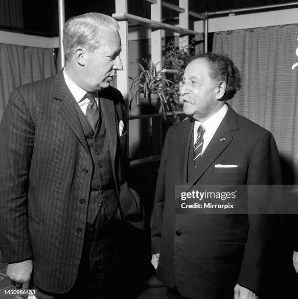 Conservative MP Edward Heath meets Pierre Monteux. 13th May 1963.