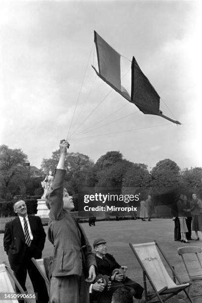 Kite flying in Hyde Park. April 1952.