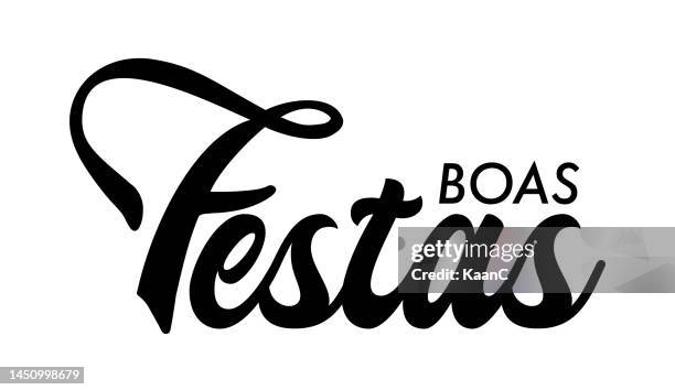 boas festas. happy holidays in portugues. vector handwritten lettering card. vector stock illustration - non western script stock illustrations