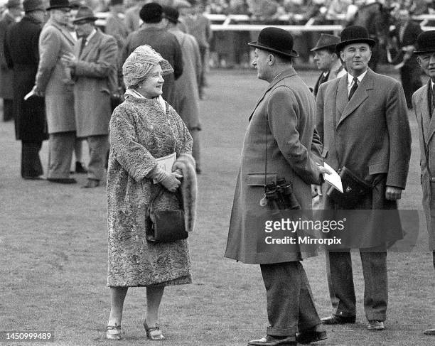 The Queen Mother at Cheltenham racecourse in 1962. 21st March 1962.