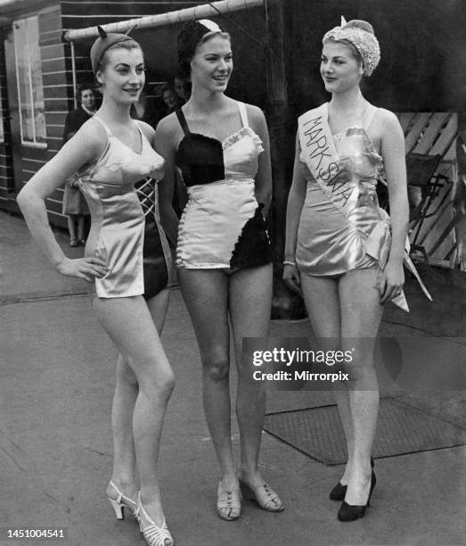 Unsinkable swimsuits worn by Jean Marsh and Lillemor Knudson. September 1952.