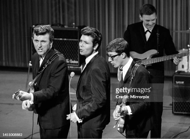 Cliff Richard and the Shadows on stage at the dress rehearsal of the Royal Variety show. 29th October 1962.