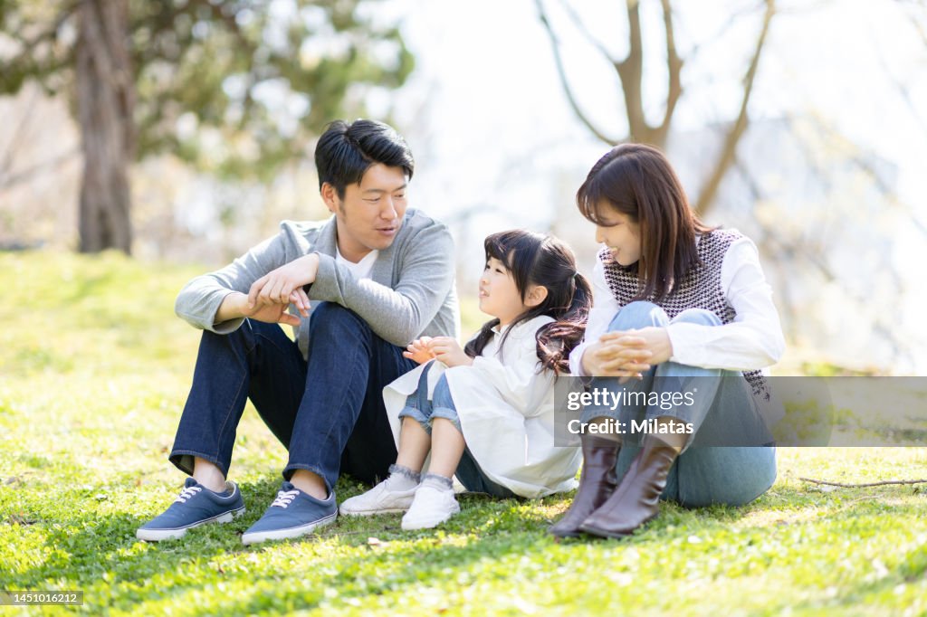 Family relaxing in the park