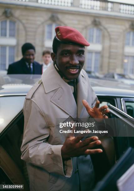 Thomas Sankara, President of Burkina Faso, in Paris on February 5, 1986 in Paris, France.