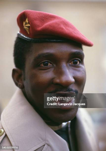 Thomas Sankara, President of Burkina Faso, in Paris on February 5, 1986 in Paris, France.