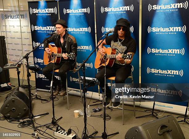 Myles Kennedy and Slash perform live on SiriusXM's Octane in the SiriusXM Studio on May 23, 2012 in New York City.