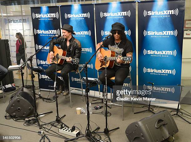 Myles Kennedy and Slash perform live on SiriusXM's Octane in the SiriusXM Studio on May 23, 2012 in New York City.