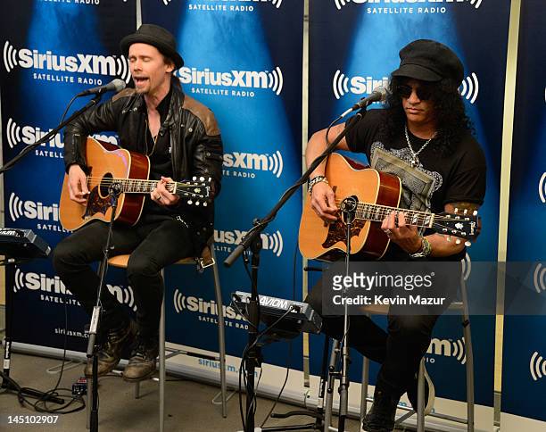 Myles Kennedy and Slash perform live on SiriusXM's Octane in the SiriusXM Studio on May 23, 2012 in New York City.