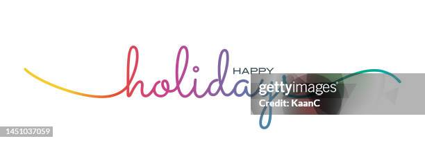 happy holidays lettering vector stock illustration. handwriting holiday lettering vector illustration. - happy holidays around the world stock illustrations