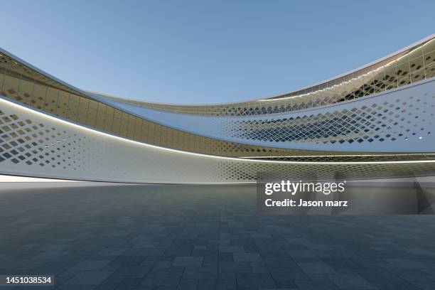 empty square front of modern architecture - aerodynamic stock pictures, royalty-free photos & images