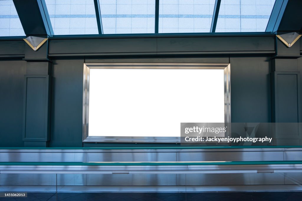 Blank billboard on subway
