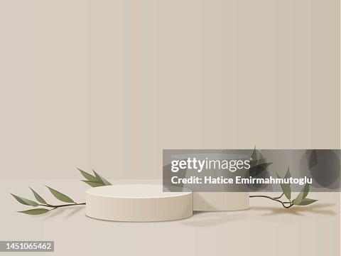 Product display podium scene decorated with olive leaves stock illustration Product display podium scene decorated with olive leaves stock illustration
