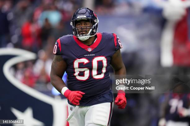 Cann of the Houston Texans runs onto the field during introductions against the Kansas City Chiefs at NRG Stadium on December 18, 2022 in Houston,...